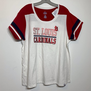 NWT St Louis Cardinals Majestic Jersey Style Red White and‎ Blue T-shirt